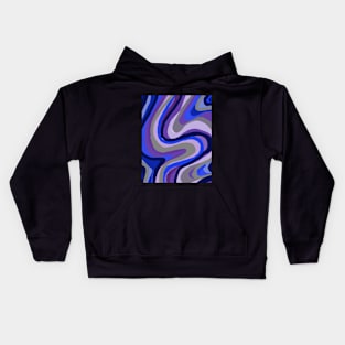 Blue Curved Digital Painting Kids Hoodie